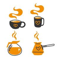 hand drawn doodle coffee collection illustration vector