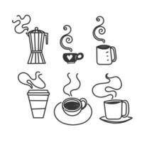 mano dibujado garabatear café colección ilustración vector