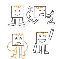 hand drawn doodle square shape character gesture collection vector