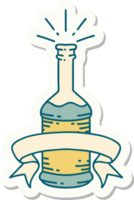 sticker of a tattoo style beer bottle png