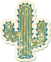 image emblématique de style tatouage d'autocollant en détresse d'un cactus png