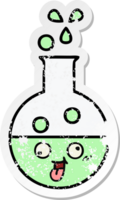 distressed sticker of a cute cartoon test tube png