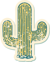 image emblématique de style tatouage d'autocollant en détresse d'un cactus png