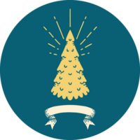 icon of a tattoo style pine tree png