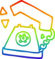 rainbow gradient line drawing of a cartoon retro telephone png