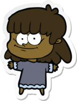 adesivo de uma garota de desenho animado sorrindo png