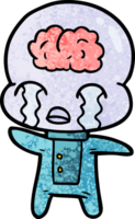 cartoon big brain alien weint png