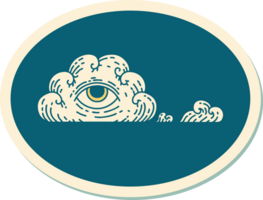 sticker of tattoo in traditional style of an all seeing eye cloud png