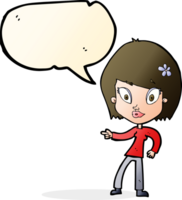 cartoon pretty woman pointing with speech bubble png