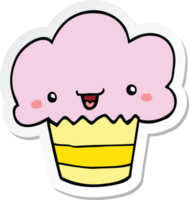 sticker of a cartoon cupcake with face png