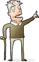 dessin animé vieil homme avec une canne png