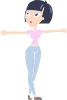 flat color illustration of woman spreading arms png
