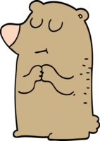 cartoon doodle shy bear png