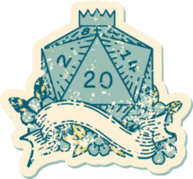 retro tatuering stil naturlig tjugo d20 tärningar rulla png