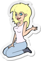 sticker of a cartoon pretty girl waving png