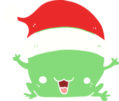 grenouille de noël dessin animé style couleur plat mignon png