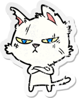 autocollant en détresse d'un chat de dessin animé dur png