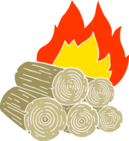 flat color illustration of burning logs png