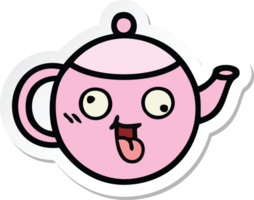 sticker of a cute cartoon teapot png