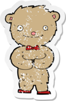 retro distressed sticker of a cartoon teddy bear png