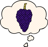 cartoon grapes with thought bubble in comic book style png