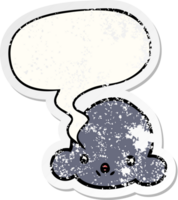 cartoon cloud with speech bubble distressed distressed old sticker png