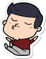 sticker of a cartoon model guy pouting png