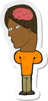 sticker of a cartoon man with big brain png