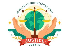 World Day of Social Justice Vector Illustration with Scales or Hammer for a Just Relationship and Injustice Protection in Flat Cartoon Background