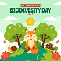 Biodiversity Day Social Media Illustration Flat Cartoon Hand Drawn Templates Background vector