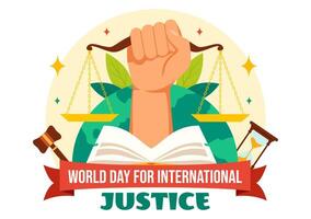 World Day of Social Justice Vector Illustration with Scales or Hammer for a Just Relationship and Injustice Protection in Flat Cartoon Background