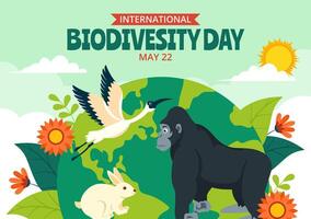 Biodiversity Day Social Media Background Flat Cartoon Hand Drawn Templates Illustration vector