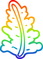 rainbow gradient line drawing of a cartoon leaf png