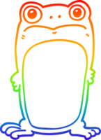 rainbow gradient line drawing of a cartoon staring frog png