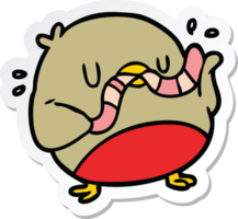 sticker of a cartoon robin with worm png