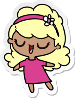 hand drawn sticker cartoon of cute kawaii girl png