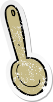 retro distressed sticker of a cartoon spoon png