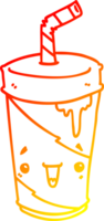 warm gradient line drawing of a cartoon soda cup png