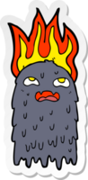 sticker van een brandende cartoongeest png