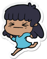 sticker of a cartoon angry girl png