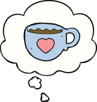 I love coffee cartoon cup with thought bubble png