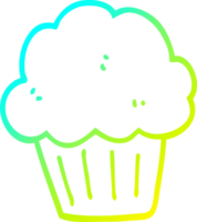 cold gradient line drawing of a cartoon  muffin png