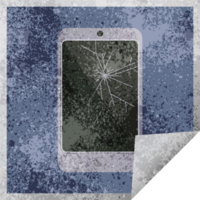 cracked screen cell phone graphic   illustration square sticker png