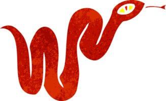 main tiré rétro dessin animé griffonnage de une jardin serpent png