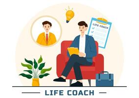 Life Coach Vector Illustration for Consultation, Education, Motivation, Mentoring Perspective and Self Coaching in Business Flat Cartoon Background