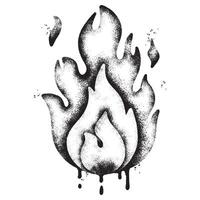 Spray Painted Graffiti Fire flame icon Sprayed isolated with a white background. graffiti Fire flame icon with over spray in black over vector