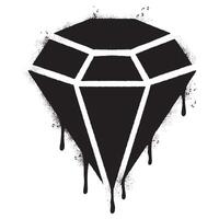 Spray Painted Graffiti diamond Sprayed isolated with a white background. graffiti diamond with over spray in black over white. vector