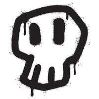 rociar pintado pintada cráneo icono rociado aislado con un blanco antecedentes. pintada cráneo símbolo con terminado rociar en negro terminado blanco. vector