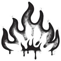 Spray Painted Graffiti Fire flame icon Sprayed isolated with a white background. graffiti Fire flame icon with over spray in black over vector