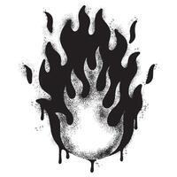 Spray Painted Graffiti Fire flame icon Sprayed isolated with a white background. graffiti Fire flame icon with over spray in black over vector